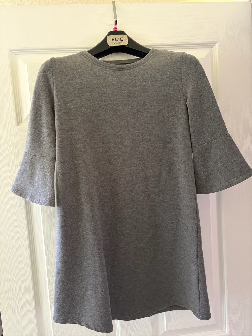 Gray Short Sleeve Kids A-Line Dress